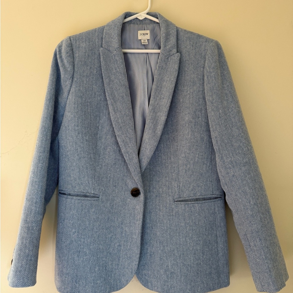 J. Crew Blue Herringbone Blazer